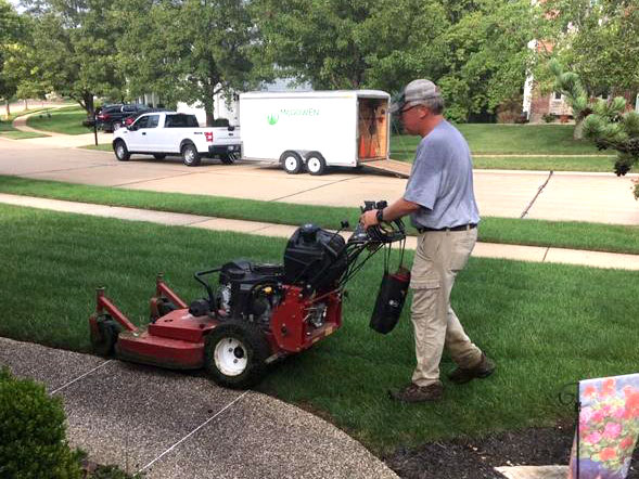 Man mowing lawn